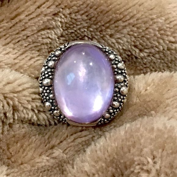 MICHAEL DAWKINS Starry Night Amethyst Doublet Sterling Silver 925 Ring Sz 7-3/4 - Picture 12 of 17